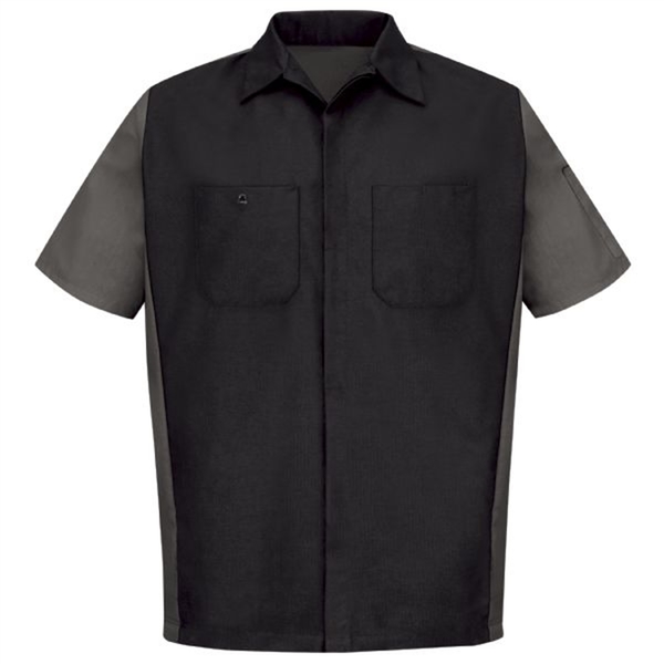 Workwear Outfitters Men's Short Sleeve Two-Tone Crew Shirt Black/Charcoal, 3XL SY20BC-SS-3XL